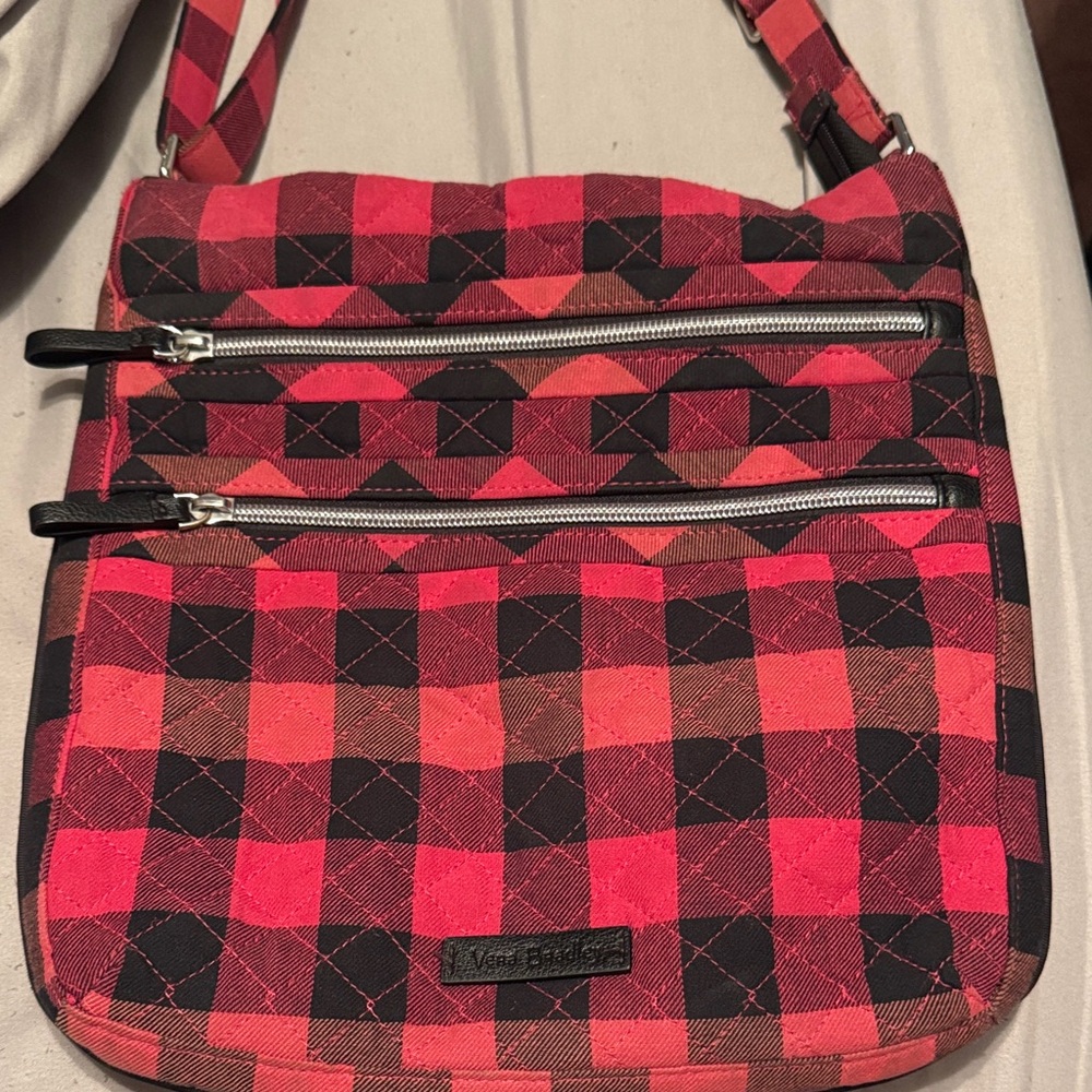 Vera Bradley Pink and Black Plaid Crossbody Bag
